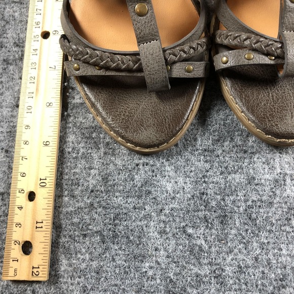 Crown Vintage Sandals Womens Size 10 Taupe Gladiator Wedge Studded Braided - Picture 9 of 15